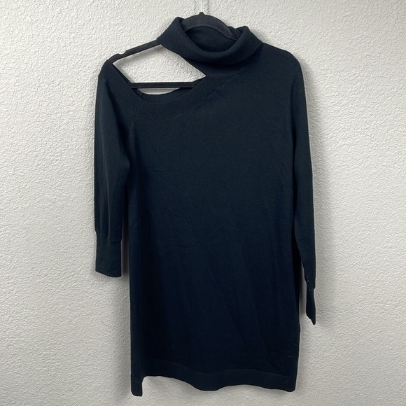 New L’Agence Amberli Black Cutout Merino Wool Blend Mini Dress Sz S - Picture 4 of 12